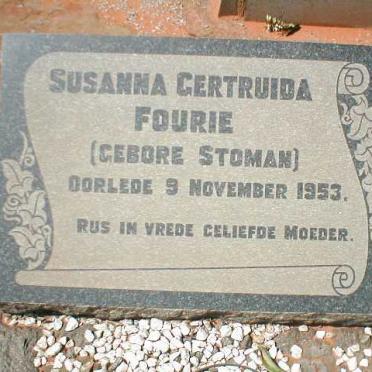 FOURIE Susanna Gertruida nee STOMAN     -1953
