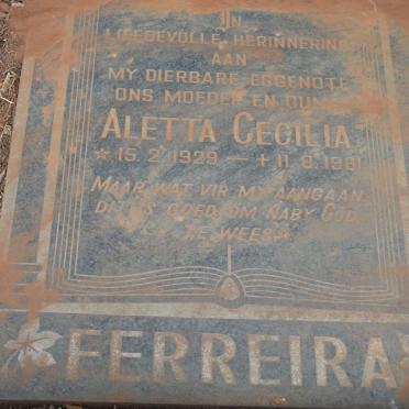 FERREIRA Aletta Cecilia 1929-1981