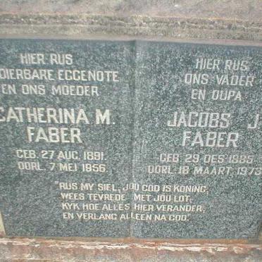 FABER Jacobs J. 1885-1973 &amp; Catherina M. 1891-1956