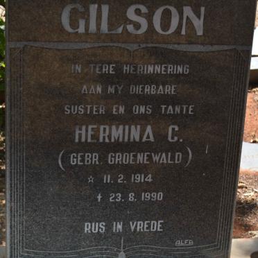 GILSON Hermina C. nee GROENEWALD 1914-1990