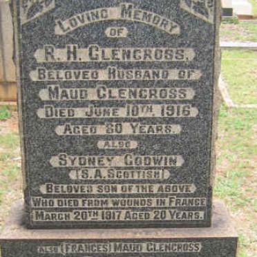 GLENCROSS R.H. -1916 &amp; Frances Maud -1959 :: GLENCROSS Sydney Godwin -1917