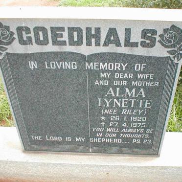 GOEDHALS Alma Lynette nee RILEY 1920-1975