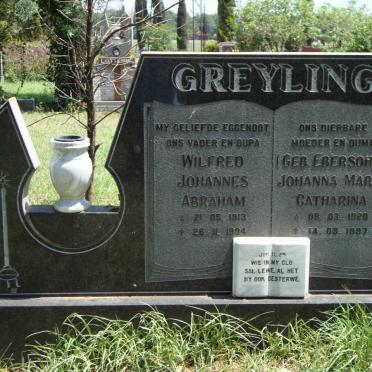 GREYLING Wilfred Johannes Abraham 1913-1994 &amp; Johanna Maria Catharina EBERSOHN 1920-1997