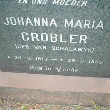 GROBLER Johanna Maria nee VAN SCHALKWYK 1917-1959