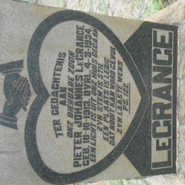 GRANGE Pieter Johannes, le 1913-1934