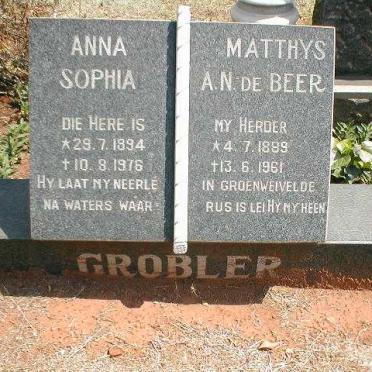 GROBLER Matthys A.N. de Beer 1889-1961 &amp; Anna Sophia 1894-1976