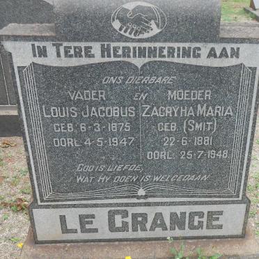 GRANGE Louis Jacobus, le 1875-1947 &amp; Zacryha Maria nee SMIT 1881-1948