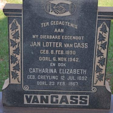 GASS Jan Lotter, van 1890-1942 &amp; Catharina Elizabeth GREYLING 1892-1967