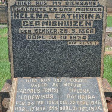 GERMISHUIZEN Jacobus Ernest Lodewikus 1863-1944 &amp; Helena Cathrina BEKKER 1866-1934
