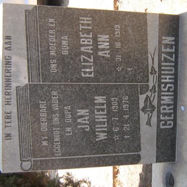 GERMISHUIZEN Jan Wilhelm 1909-1976 &amp; Elizabeth Ann 1919-
