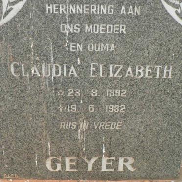 GEYER Claudia Elizabeth 1892-1982