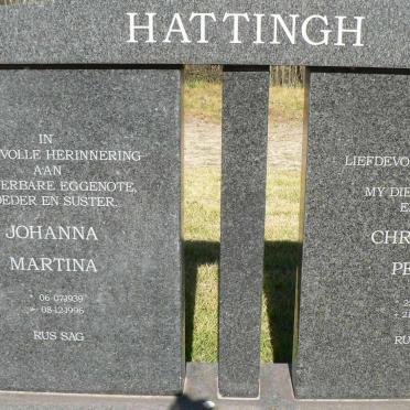 HATTINGH Christiaan Petrus 1934-2001 &amp; Johanna Martina 1939-1996