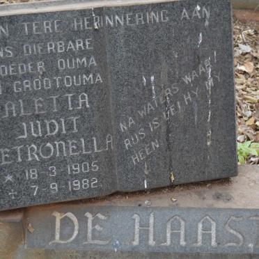HAAST Aletta Judit Petronella, de 1905-1982