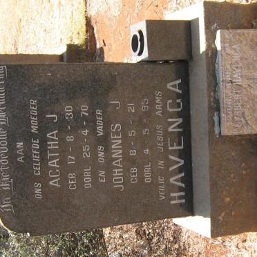 HAVENGA Johannes J. 1921-1995 &amp; Agatha J. 1930-1970