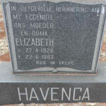 HAVENGA Elizabeth 1926-1983