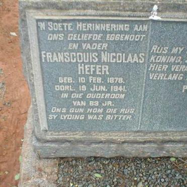 HEFER Franscouis Nicolaas 1878-1941