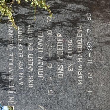 HERBST Johan David 1913-1970 &amp; Maria Magdelena 1928-1993