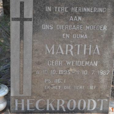 HECKROODT Martha nee WEIDEMAN 1895-1987