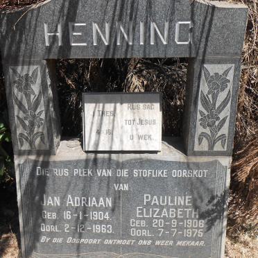 HENNING Jan Adriaan 1904-1963 &amp; Pauline Elizabeth 1906-1975