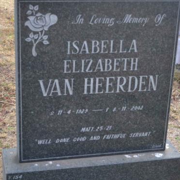HEERDEN Isabella Elizabeth, van 1929-2002