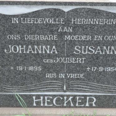 HECKER Johanna Susanna nee JOUBERT 1895-1954