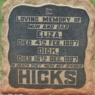 HICKS Dick -1937 &amp;  Eliza -1937