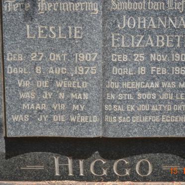 HIGGO Leslie 1907-1975 &amp; Johanna Elizabeth 1907-1965