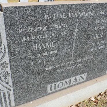 HOMAN Ben 1921-1996 &amp; Hannie 1920-1996