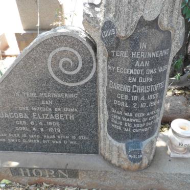 HORN Barend Christoffel 1900-1964 &amp; Jacoba Elizabeth 1905-1979
