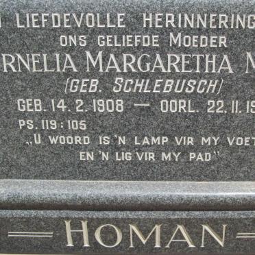 HOMAN Cornelia Margaretha Maria nee SCHLEBUSCH 1908-1987