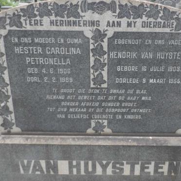 HUYSTEEN Hendrik, van 1903-1955 &amp; Hester Carolina Petronella 1906-1989