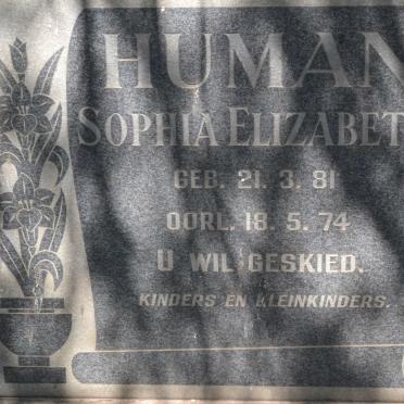 HUMAN Sophia Elizabeth 1881-1974