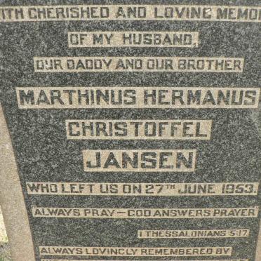 JANSEN Marthinus Hermanus Christoffel -1953
