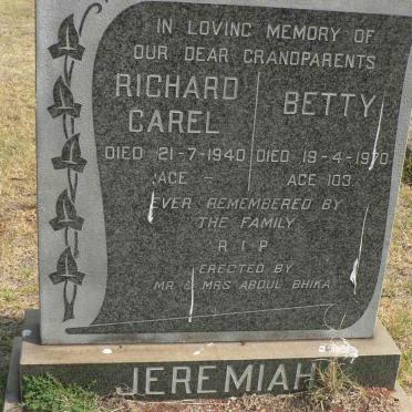 JEREMIAH Richard Carel -1940 &amp; Betty -1970