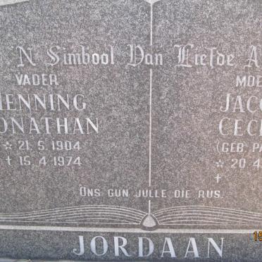 JORDAAN Henning Jonathan 1904-1974 &amp; Jacoba Cecilia PAYNE 1909-