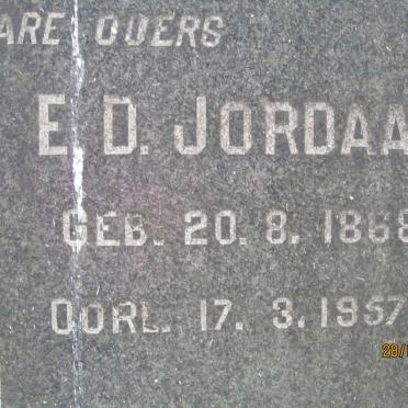 JORDAAN E.D. 1868-1957 &amp; J.E. 1870-1957