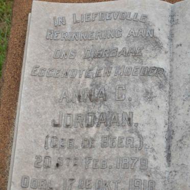 JORDAAN Anna C. nee DE BEER 1879-1918