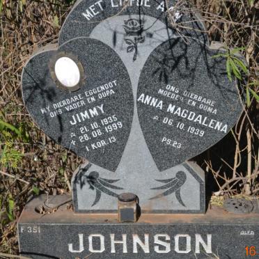 JOHNSON Jimmy 1935-1999 &amp; Anna Magdalena 1939-