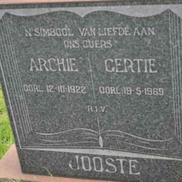 JOOSTE Archie -1922 &amp; Gertie -1969