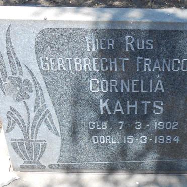 KAHTS Gertbrecht Francois Cornelia 1902-1984