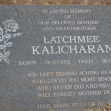 KALICHARAN Latchmee 1931-1989