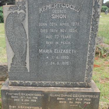 KEMERTGOGLU George Simon 1878-1954 &amp; Mary Elizabeth 1890-1970