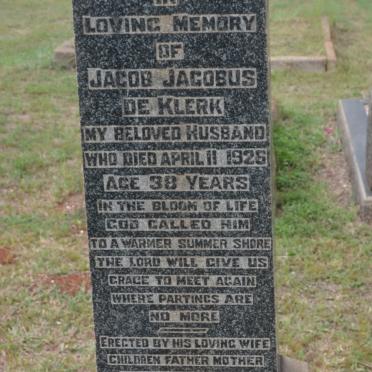 KLERK Jacob Jacobus, de -1926