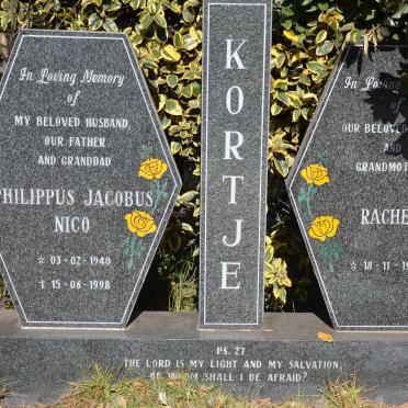 KORTJE Philippus Jacobus Nico 1940-1998 &amp; Rachel 1949-