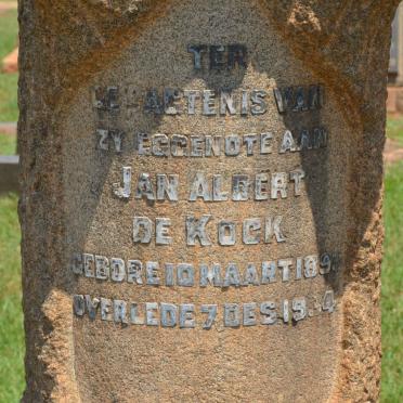 KOCK Jan Albert, de 1893-1934