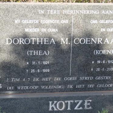 KOTZÉ Coenraad H. 1912-2001 &amp; Dorothea M. 1921-1999