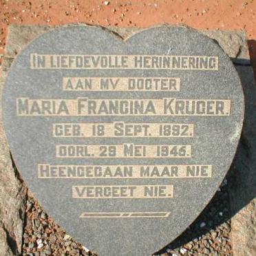 KRUGER Maria Francina 1892-1945