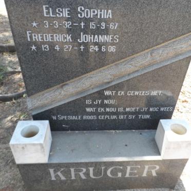 KRUGER Frederick Johannes 1927-2006 &amp; Elsie Sophia 1932-1967
