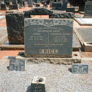 KRIGE Joseph 1875-1955 &amp; Elizabeth Jacoba V.D. POEL 1883-1952 :: HOLT Percy 1908-1982 &amp; Zagrya Susara KRIGE 1911-1989