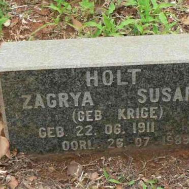 HOLT Zagrya Susara KRIGE 1911-1989